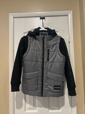 Calvin Klein Jeans Gray and Black Quilted Jacket